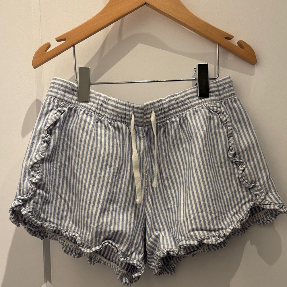 GAP Kids Striped Ruffle Shorts - Blue and White